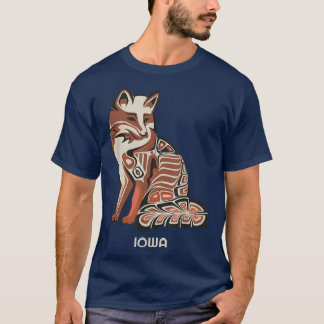 T-shirt Tribal Rouge De L'Iowa Oeuvre D'Art Amérindienne