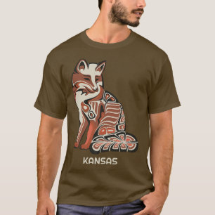 T-shirt Tribal Rouge Du Kansas Style Artisanal Amérindien