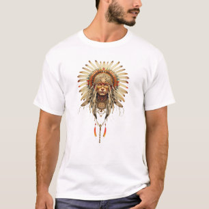 T-shirt tribu de réserve indienne d'Amérique native plume