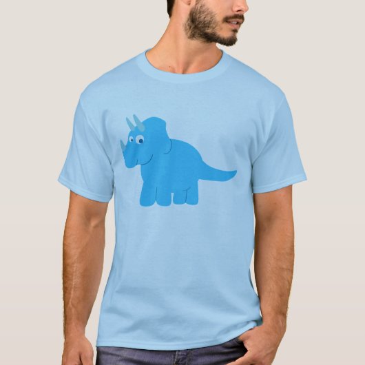 T-shirt Tricératops bleu Dinosaur (Devant)