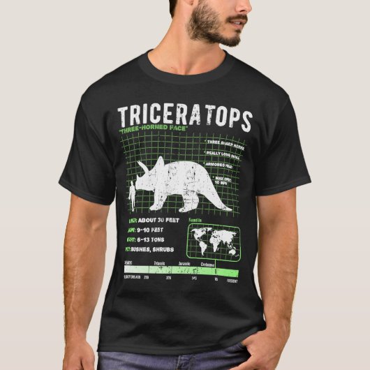 T-shirt Tricératops Dinosaur Faits (Devant)