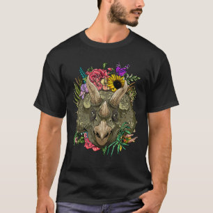 T-shirt Triceratops Floral Jardinage Botanique Fleur Plant