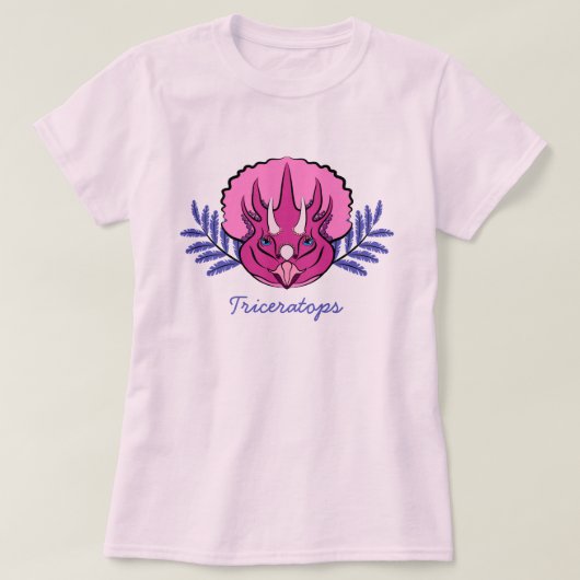 T-shirt Tricératops Joli Dinosaur Rose (Design devant)
