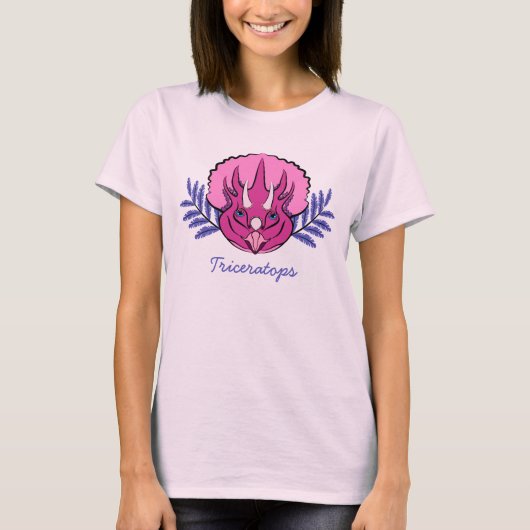 T-shirt Tricératops Joli Dinosaur Rose (Devant)