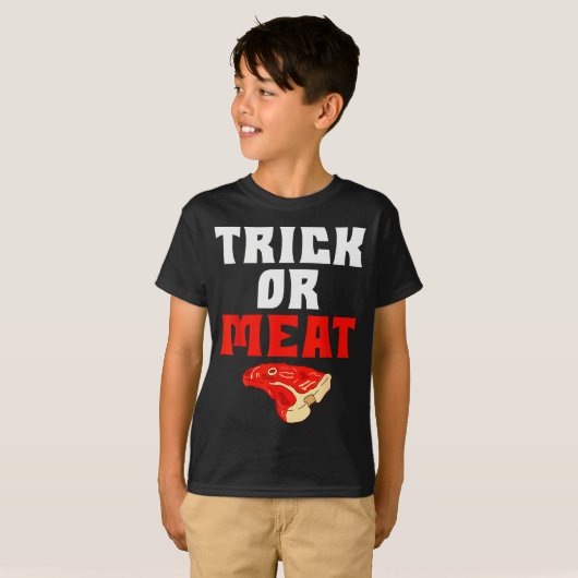 T-shirt Trick Or Meat Halloween Bbq Grill Funny Beef (Devant entier)