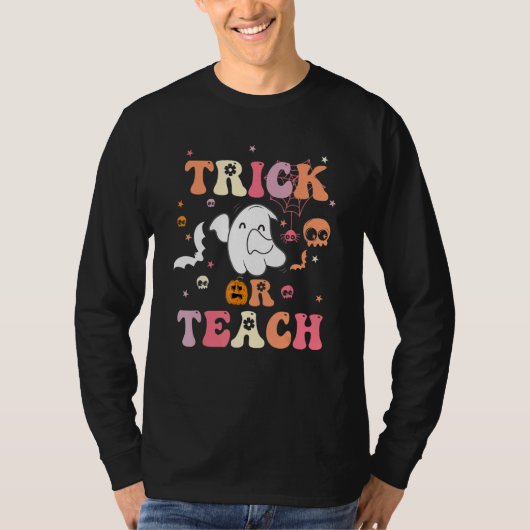 T-shirt Trick Or Teach Groovy Teacher Halloween Costume 2 (Devant)