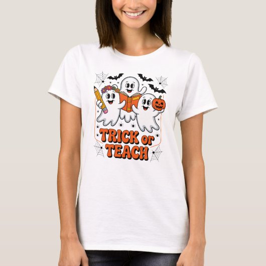 T-shirt Trick Or Teach Halloween Professeur (Devant)