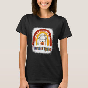 T-shirt Trick Or Teach Leopard Rainbow Teacher Halloween C