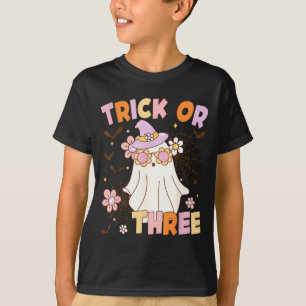 T-shirt Trick Or Three Fantômes Mignons Groovy 3ème Annive