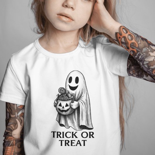T-shirt Trick or Treat Ghost - Halloween Candy Bucket