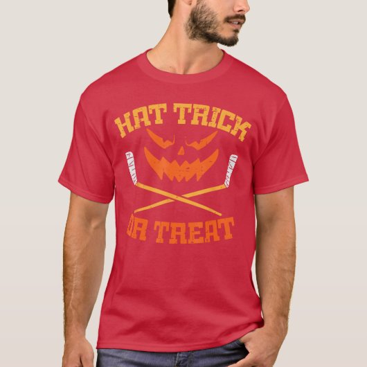 T-shirt Trick or Treat Ice Hockey Halloween Boy Men Pl (Devant)