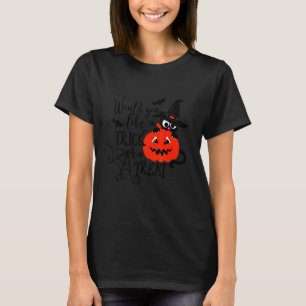 T-shirt Trick Or Treat Lettrage D'un Chat Halloween