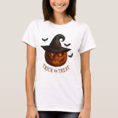 T-shirt Trick or Treat Pumpkin Witch Hat Halloween Design (Devant)