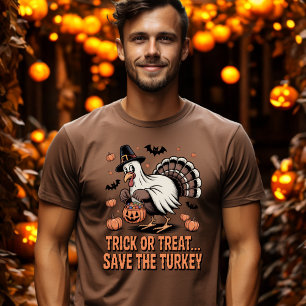 T-shirt Trick or Treat Save the Turkey Drôle Halloween