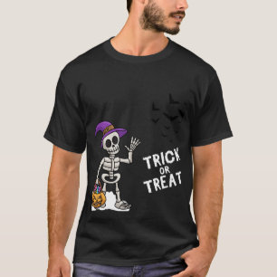 T-shirt Trick or Treat Skeleton Halloween Tee Fun Costume