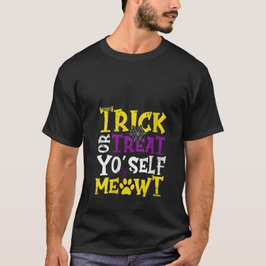 T-shirt Trick or Treat Yself Meowt Paw Amoureux des chats  (Devant)
