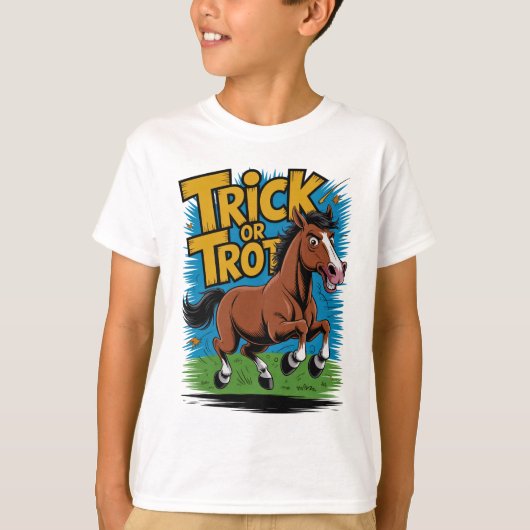 T-shirt Trick or Trot Horse Design for Equestrian Fans (Devant)