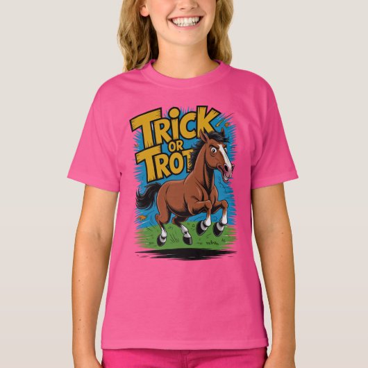 T-shirt Trick or Trot Horse Design for Equestrian Fans (Devant)
