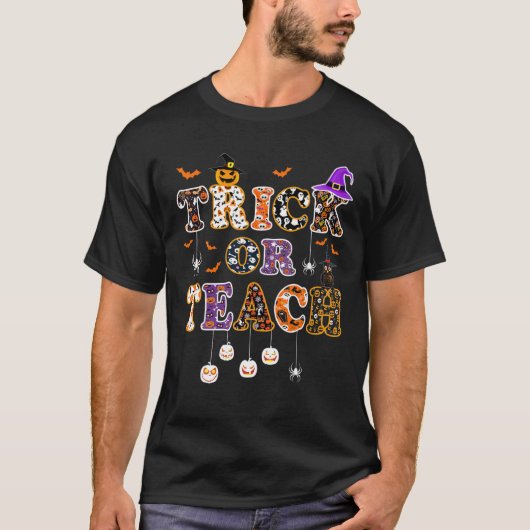 T-shirt Trick Ou Enseigner Funny Enseignant Joyeux Hallowe (Devant)