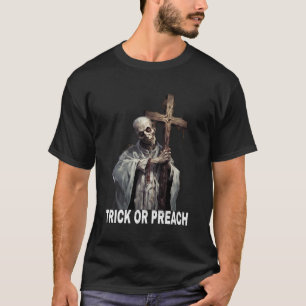 T-shirt Trick Ou Prêcher Drôle Halloween Religieux Zombie