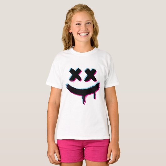 T-shirt Trick ou traitement Halloween visage souriant (Devant entier)