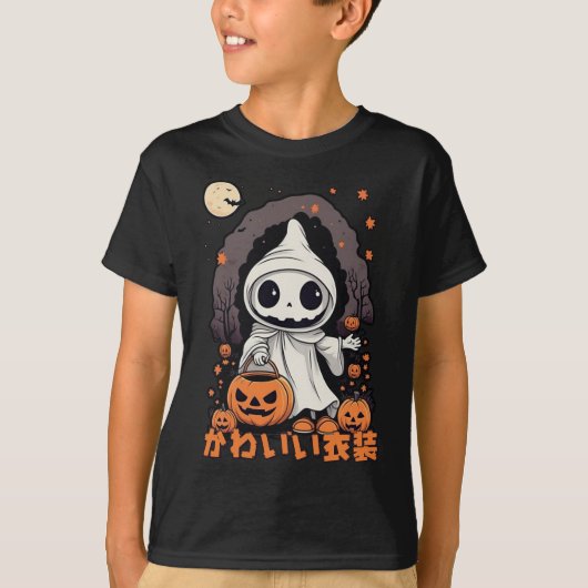 T-shirt Trick ou traitement - Kawaii Halloween Éffrayant F (Devant)