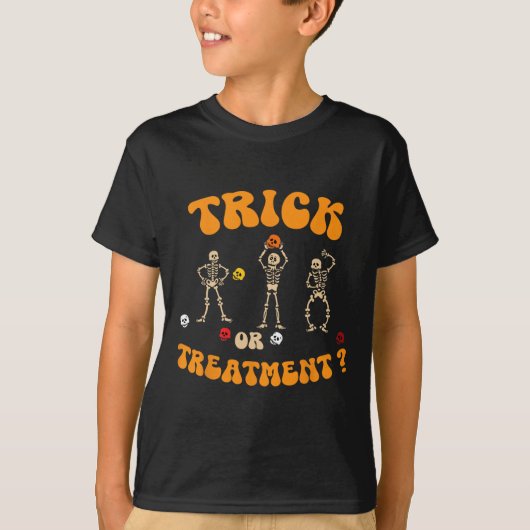 T-shirt Trick Ou Traitement Physique Thérapie Squelette Pt (Devant)