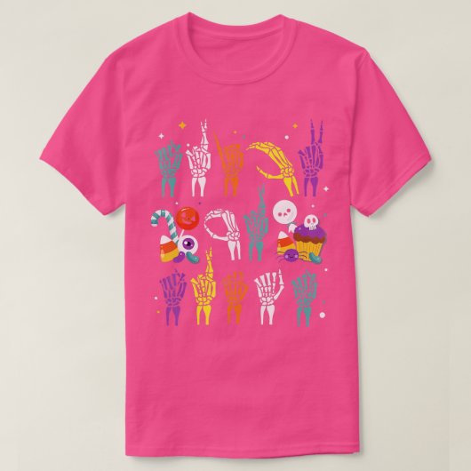 T-shirt Trick ou traiter ASL Mains American Sign Language (Design devant)