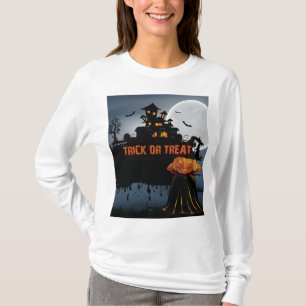 T-shirt Trick ou traiter château lancer oreiller