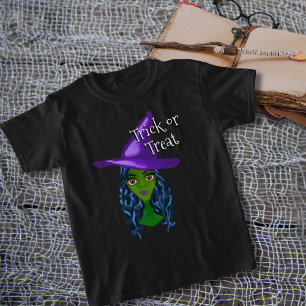 T-shirt Trick ou traiter la sorcière verte avec Casquette