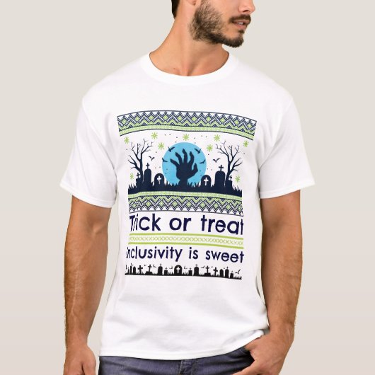 T-shirt Trick ou traiter, l'inclusion est douce (Devant)