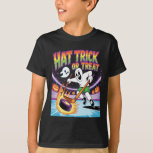 T-shirt Trick ou Treat Hat drôle de hockey sur glace fantô