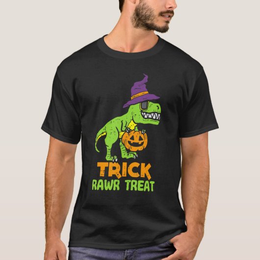 T-shirt Trick Rawr Treat Dinosaur Rex Happy Halloween (Devant)