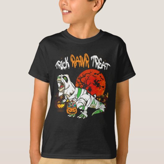 T-shirt Trick Rawr Treat Halloween Dinosaur T Rex Citrouil (Devant)