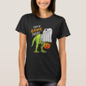 T-shirt Trick Rawr Treat Halloween Rex Dinosaur Ghost Boy (Devant)