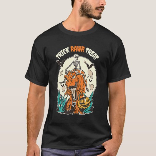 T-shirt Trick Rawr Treat T Rex Dinosaur Et Skeleton Hallo (Devant)
