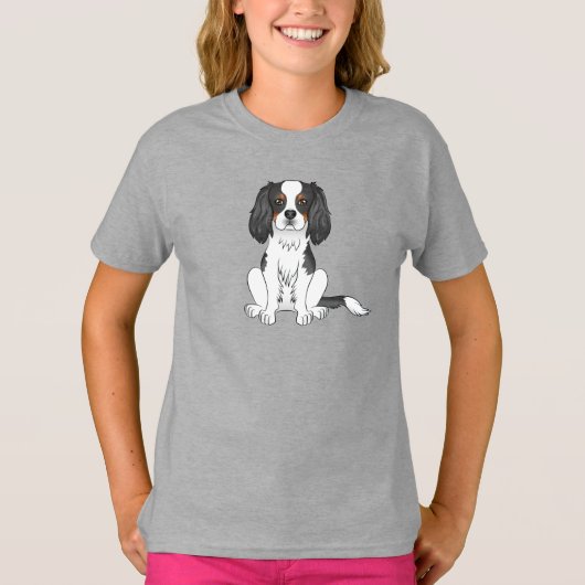 T-shirt Tricolore Cavalier King Charles Spaniel Chien assi (Devant)