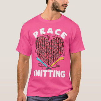 T-shirt Tricot Amour Paix Cœur Fil Drôle Tricot