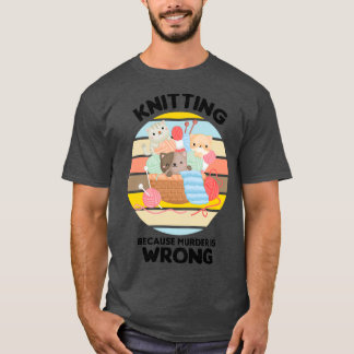 T-shirt Tricot Parce Que Le Meurtre Est Mauvais Chat Vinta