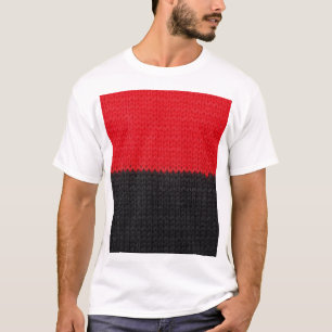 T-shirt tricot rouge-noir : closeup rayé.