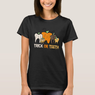 T-shirt Tricoter Ou Dents Dental Halloween Traiter Dentist
