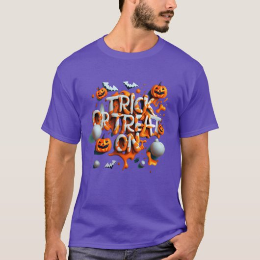 T-shirt Tricoter ou traiter ami Halloween (Devant)