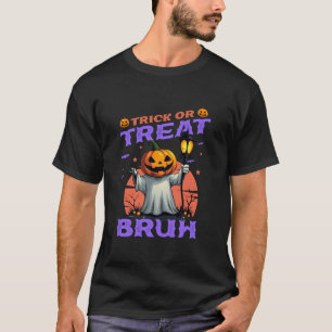 T-shirt Tricoter Ou Traiter Bruh Fantôme Citrouille Drôle