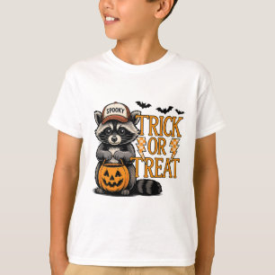 T-shirt Tricoter Ou Traiter Éffrayant Raccoon Feral Hallow