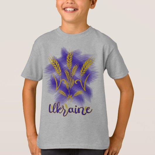 T-shirt Trident ukrainien fait d'oreille de blé (Devant)
