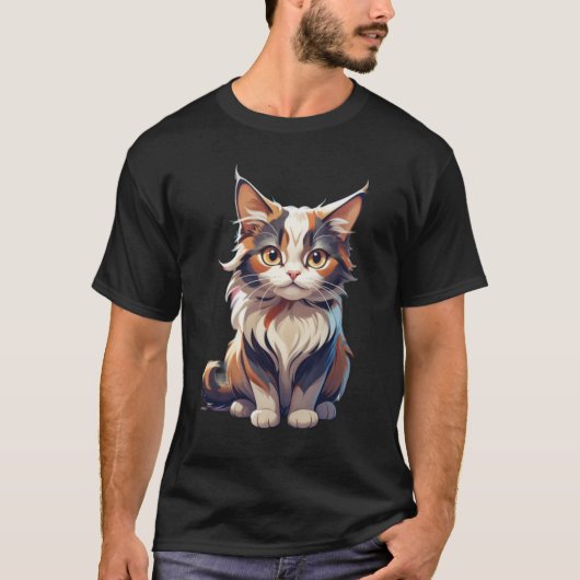 T-shirt Trifecta : Chats Brown, noirs et blancs (Devant)