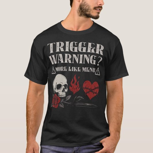 T-shirt Trigger Warning Dark Romance Reader Spicy Bookish  (Devant)