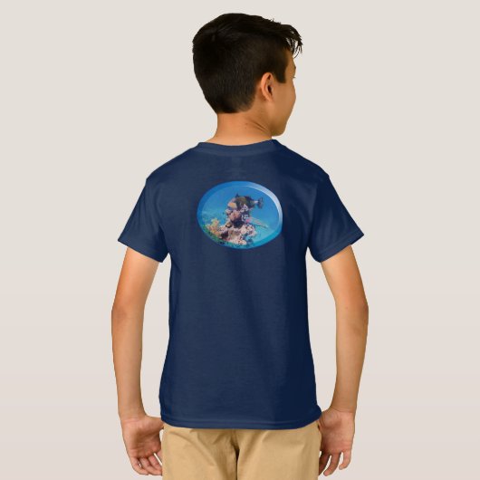 T-shirt Triggerfish at coral reef - Photographic Design | (Dos entier)