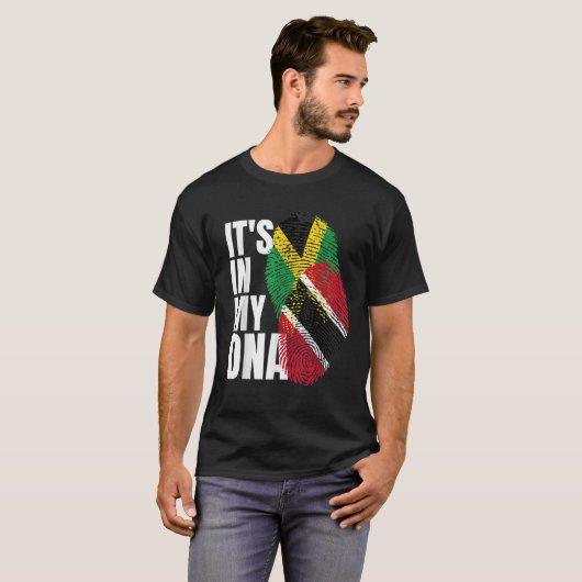 T-shirt Trinidadien Plus Jamaïcain Mélanger ADN Drapeau Hé (Devant entier)
