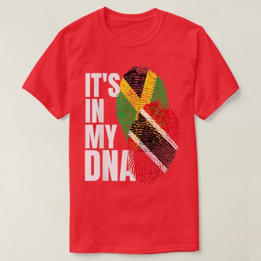 T-shirt Trinidadien Plus Jamaïcain Mélanger ADN Drapeau Hé (Design devant)